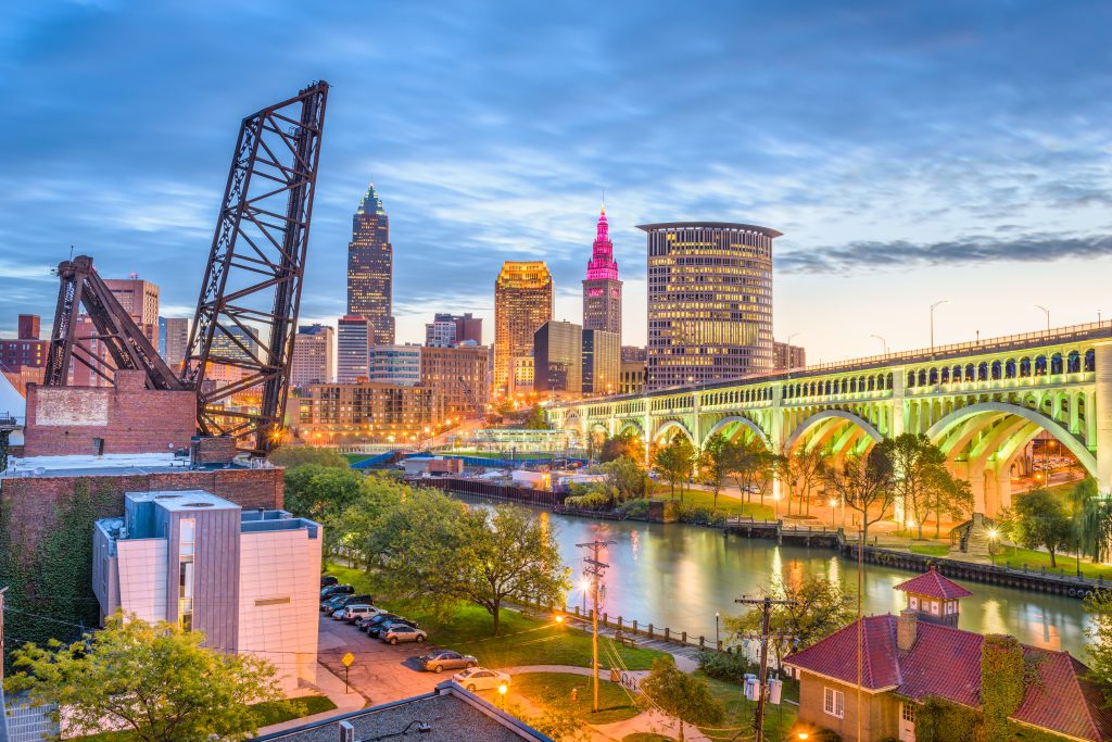 The Cleveland, Ohio skyline