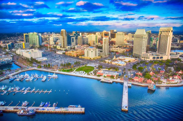 San Diego, California city surrounded by water